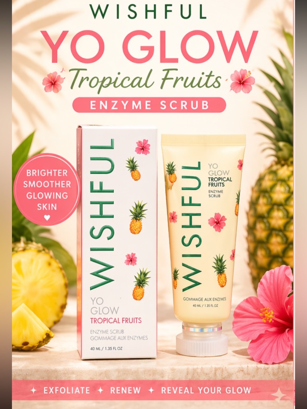 Huda Beauty WISHFUL Yo Glow Tropical Fruits Enzyme Scrub